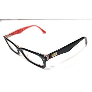 Ray Ban RB5206 2479 Black Red Rectangle Eyeglasses 52-18 140 FTS